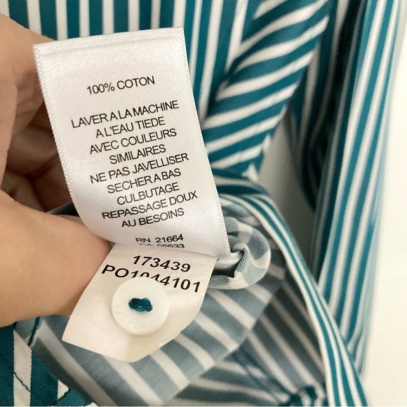 Fox Croft NYC Green/White Striped Heritage Non-Iron Button Down Shirt - Picture 13 of 13